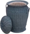 Krines Home Wäschetonne Rund Blau Echtes Rattan Bild 1