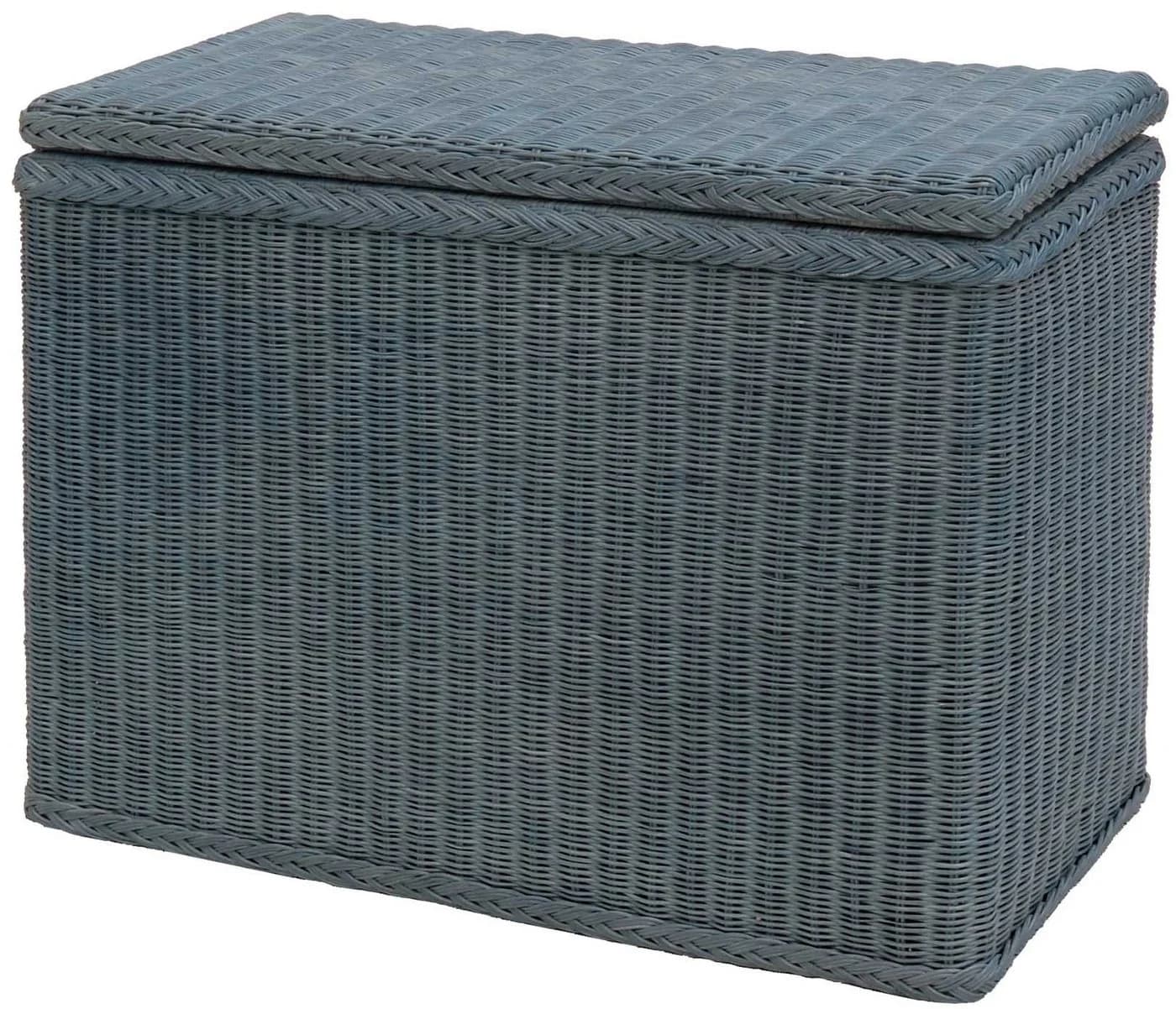 Krines Home Wäschesortierer Rattan 3 Fächer mit Deckel Blau - Bild 2