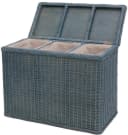 Krines Home Wäschesortierer Rattan 3 Fächer mit Deckel Blau Bild 3