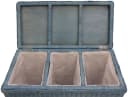 Krines Home Wäschesortierer Rattan 3 Fächer mit Deckel Blau Bild 4