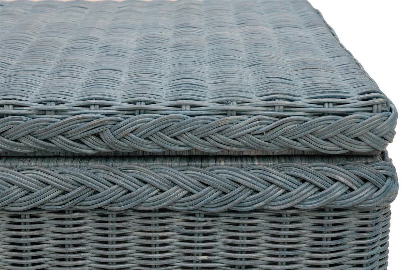 Krines Home Wäschesortierer Rattan 3 Fächer mit Deckel Blau - Bild 5