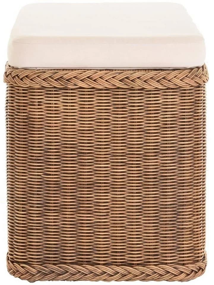 Krines Home Wäschetruhe Sitztruhe Natur-Rattan Braun Gepolstert - Bild 4