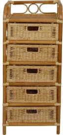 Krines Home Badregal Rattan Standregal mit 5 Schubladen Honig Bild 1