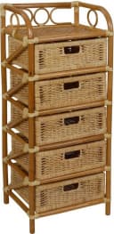 Krines Home Badregal Rattan Standregal mit 5 Schubladen Honig Bild 2