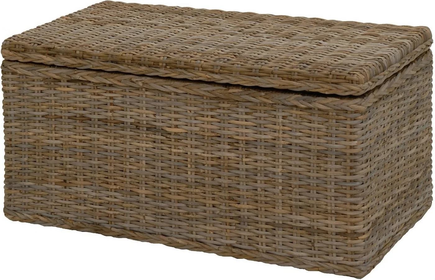Krines Home Rattan Truhe Grau Natur mit Stoffinlett - Bild 2