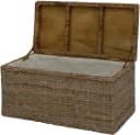 Krines Home Rattan Truhe Grau Natur mit Stoffinlett Bild 3