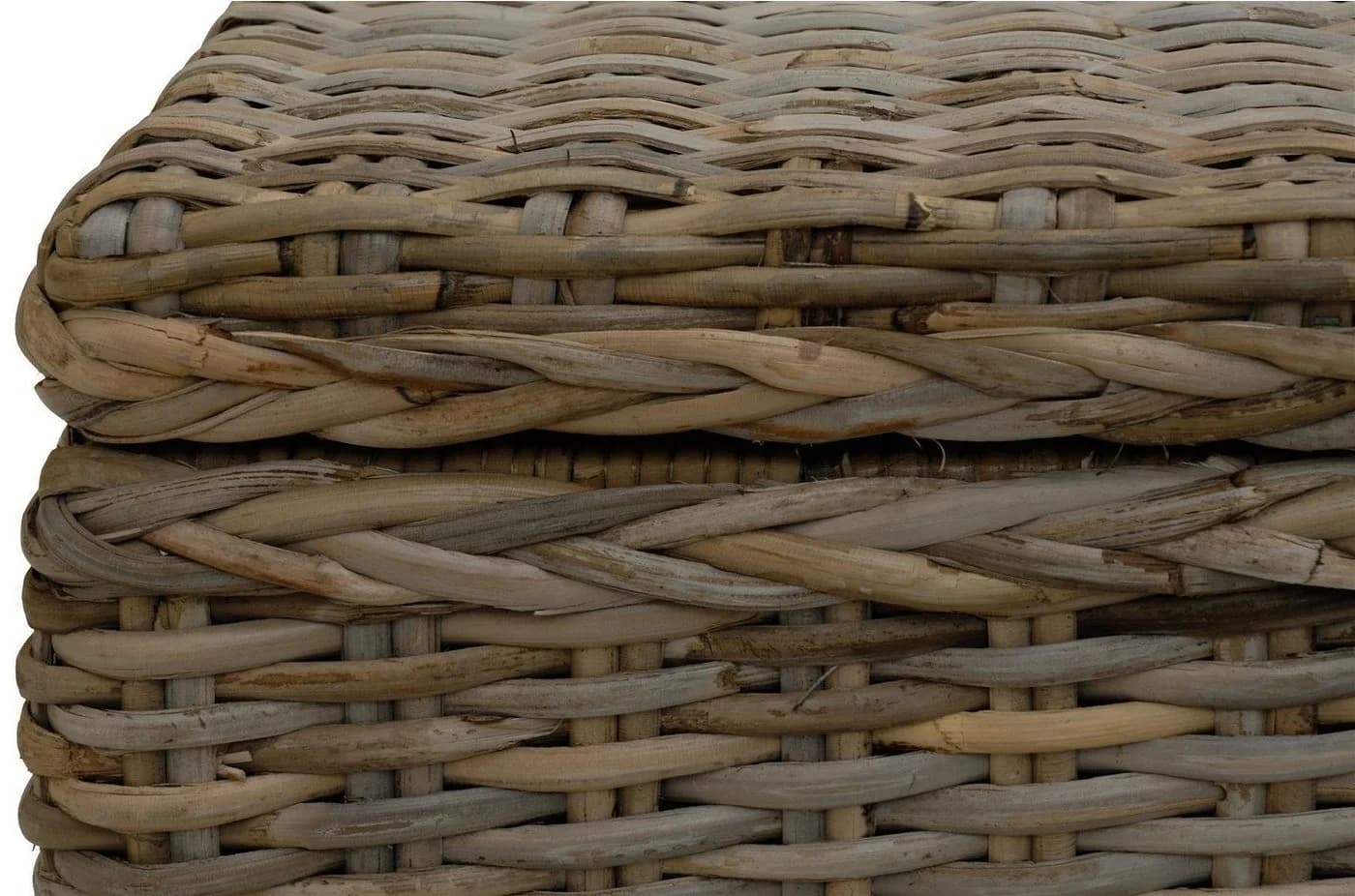 Krines Home Rattan Truhe Grau Natur mit Stoffinlett - Bild 4