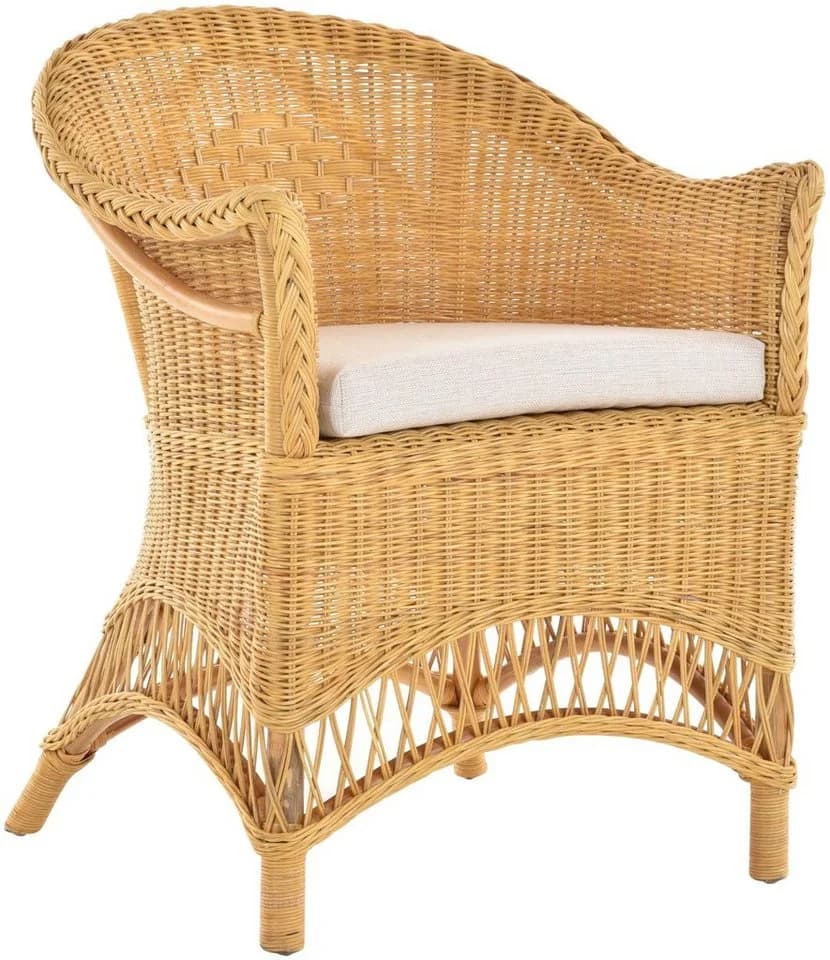 Krines Home Esszimmersessel Rattan mit Armlehnen & Kissen - Bild 2