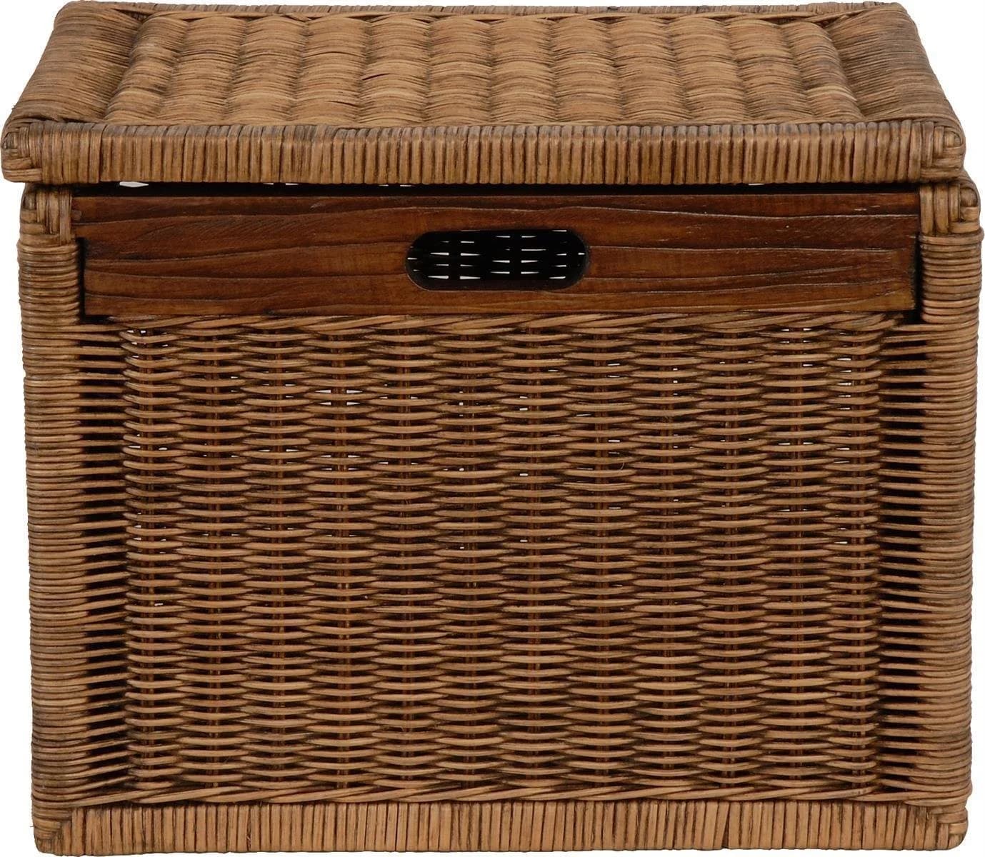 Krines Home Aufbewahrungskorb Hoher Korb mit Deckel Vintage Braun Rattan