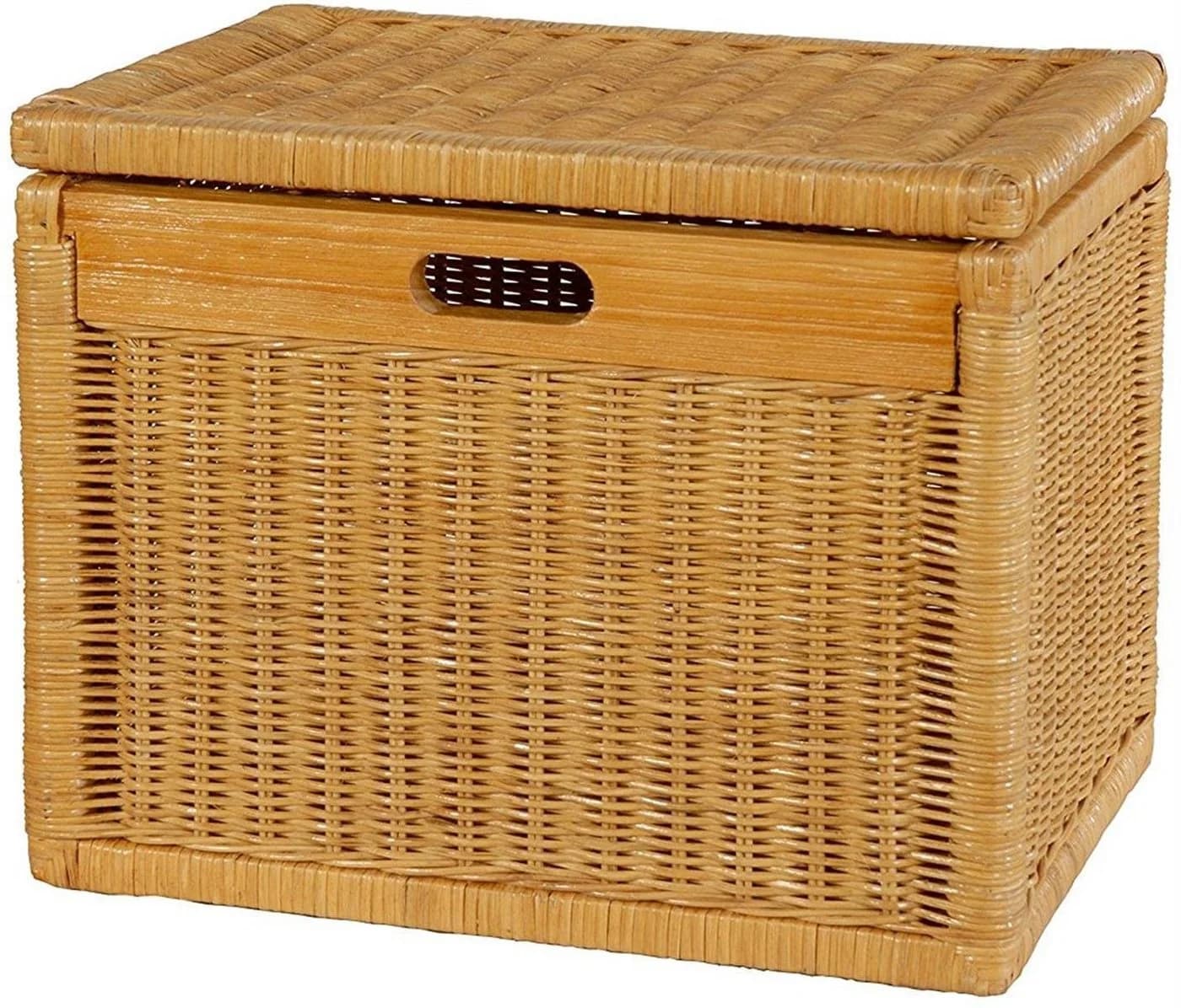 Krines Home Aufbewahrungskorb Hoher Korb mit Deckel Rattan Honig - Bild 2