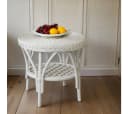 Krines Home Rattan Wohnzimmertisch Rund Weiß mit Ablage Bild 1