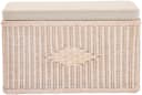 Krines Home Wäschetruhe Sitztruhe Natur-Rattan Weiß Gepolstert Bild 4