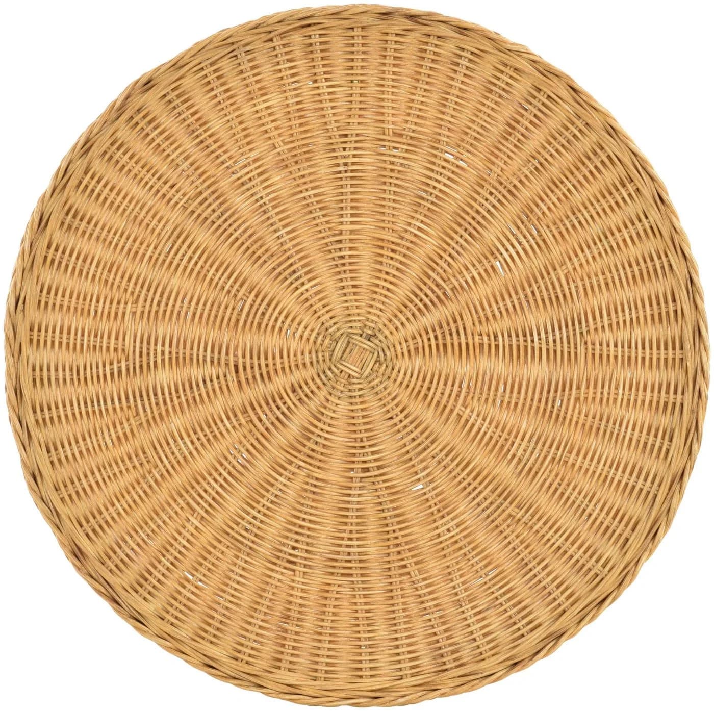 Krines Home Rattan Beistelltisch Rund Honig mit Ablage - Bild 4