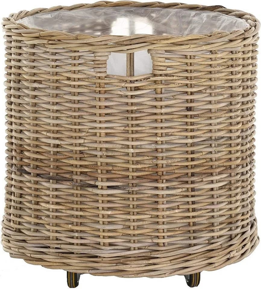 Krines Home Allzweckkorb Pflanzkorb Rattan XXL Rollkorb