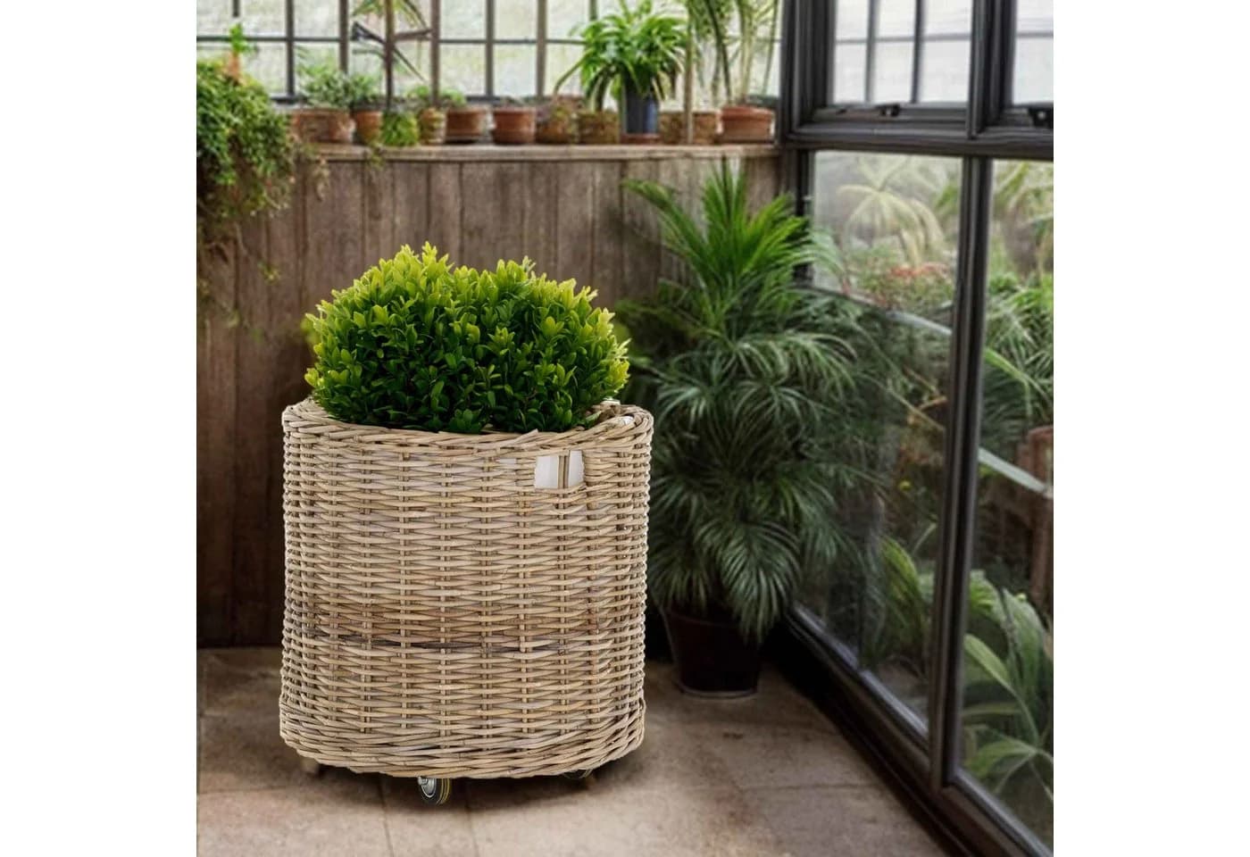 Krines Home Allzweckkorb Pflanzkorb Rattan XXL Rollkorb - Bild 4