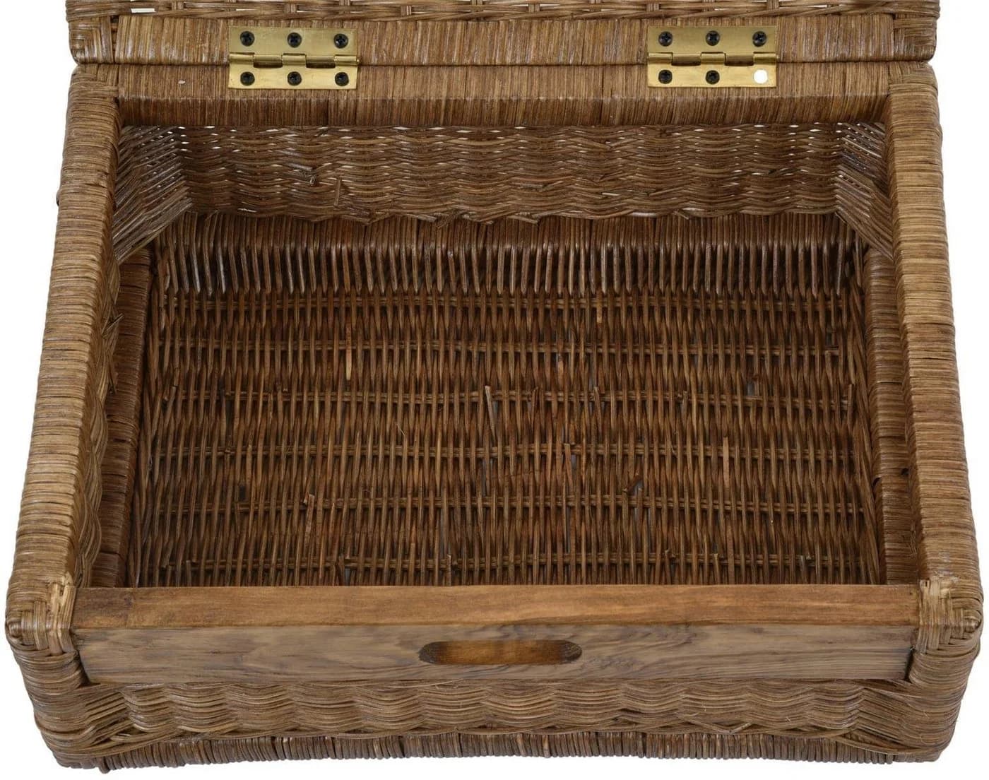 Krines Home Aufbewahrungskorb Flacher Korb mit Deckel Rattan Hellbraun