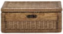 Krines Home Aufbewahrungskorb Flacher Korb mit Deckel Rattan Hellbraun Bild 3