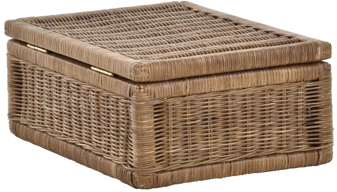 Krines Home Aufbewahrungskorb Flacher Korb mit Deckel Rattan Hellbraun - Bild 4