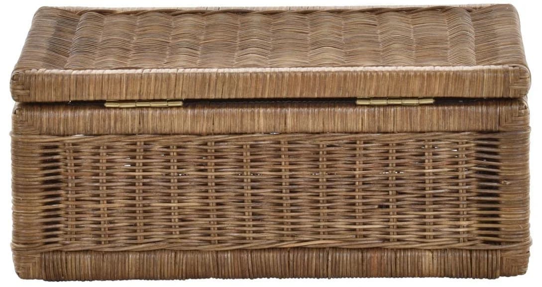 Krines Home Aufbewahrungskorb Flacher Korb mit Deckel Rattan Hellbraun - Bild 5