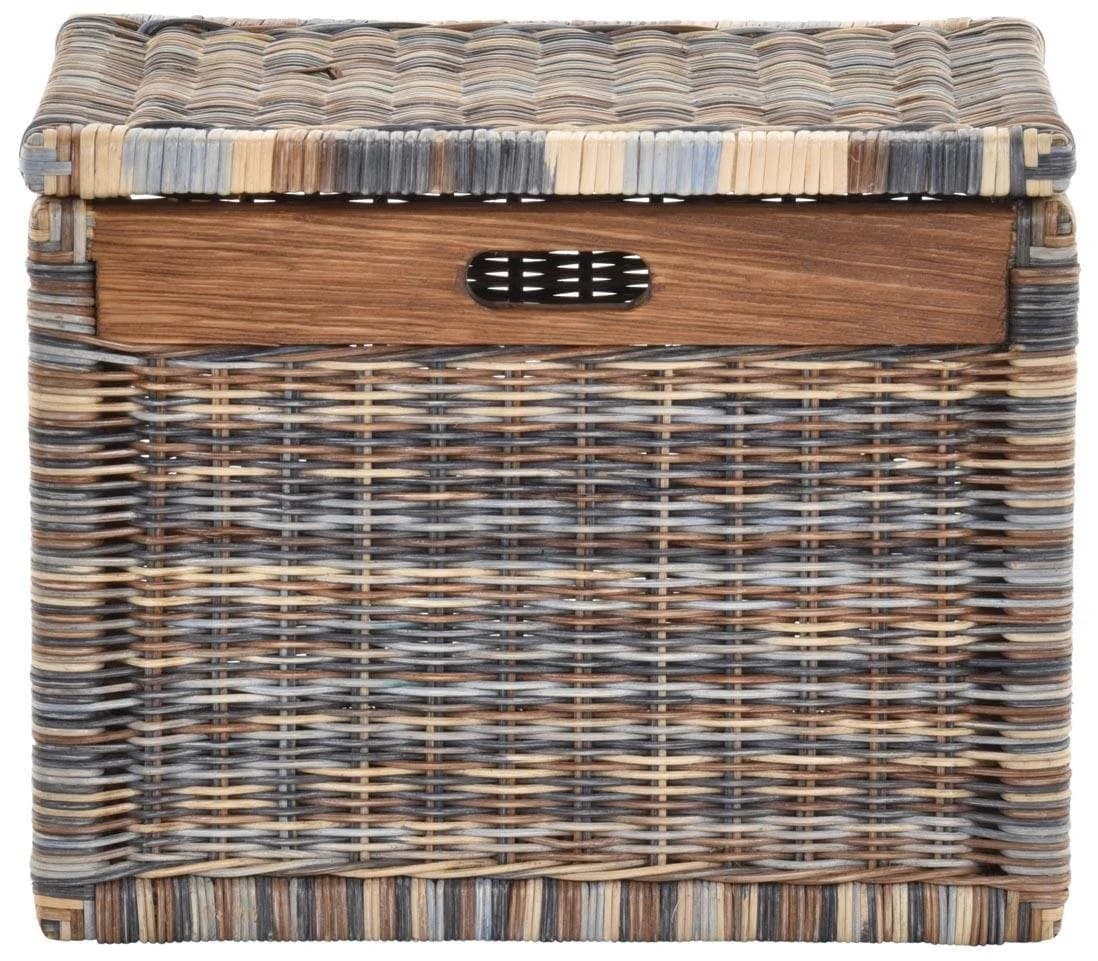 Krines Home Aufbewahrungskorb Hoher Korb mit Deckel Rattan geflochten