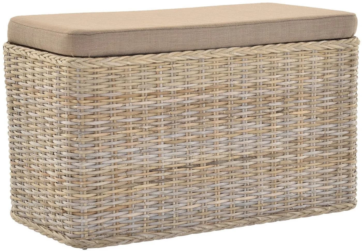 Krines Home Wäschetruhe Sitztruhe Natur-Rattan Gepolstert - Bild 2