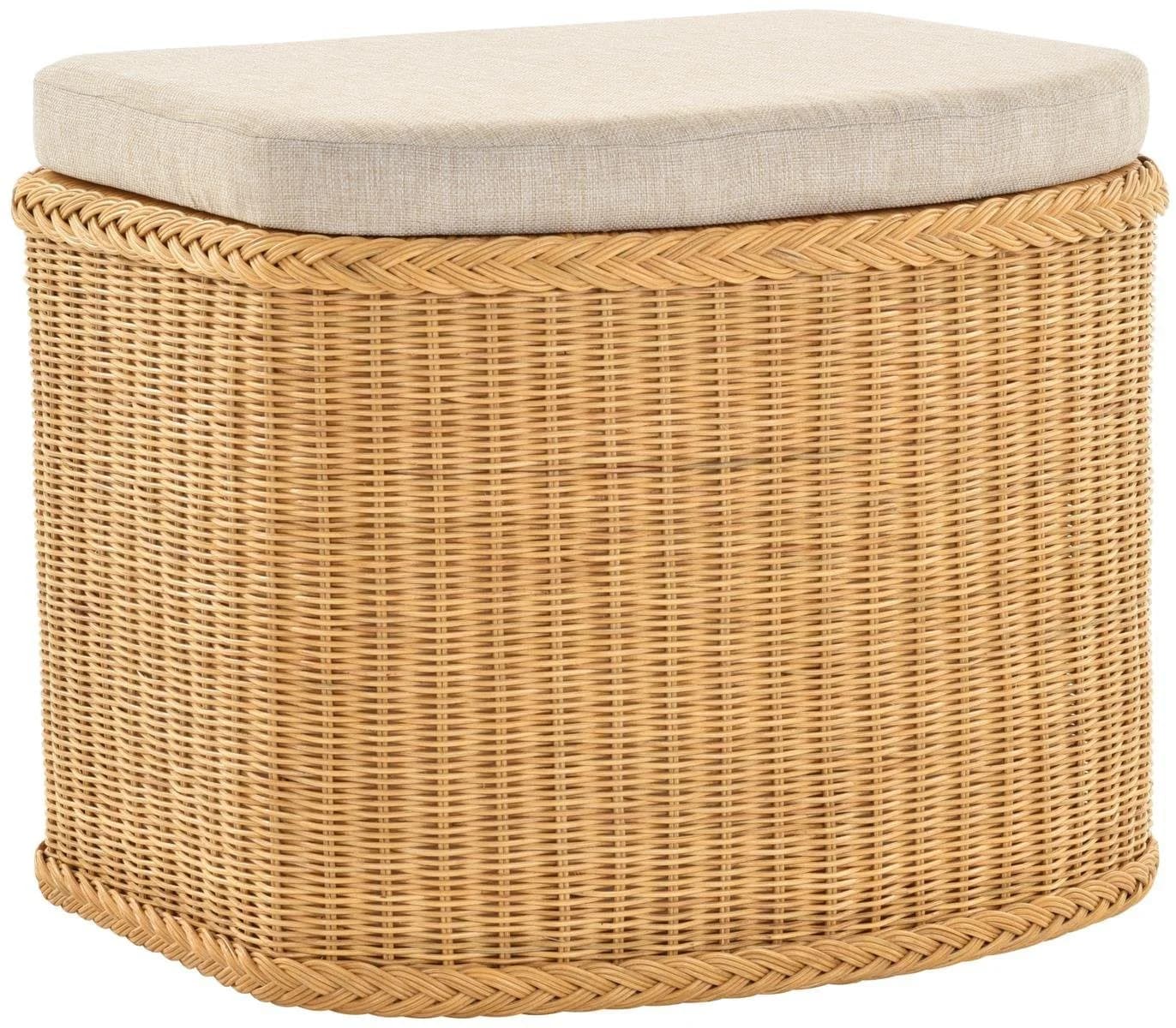 Krines Home Wäschetruhe Sitzbank Beige mit Deckel und Polster - Bild 2
