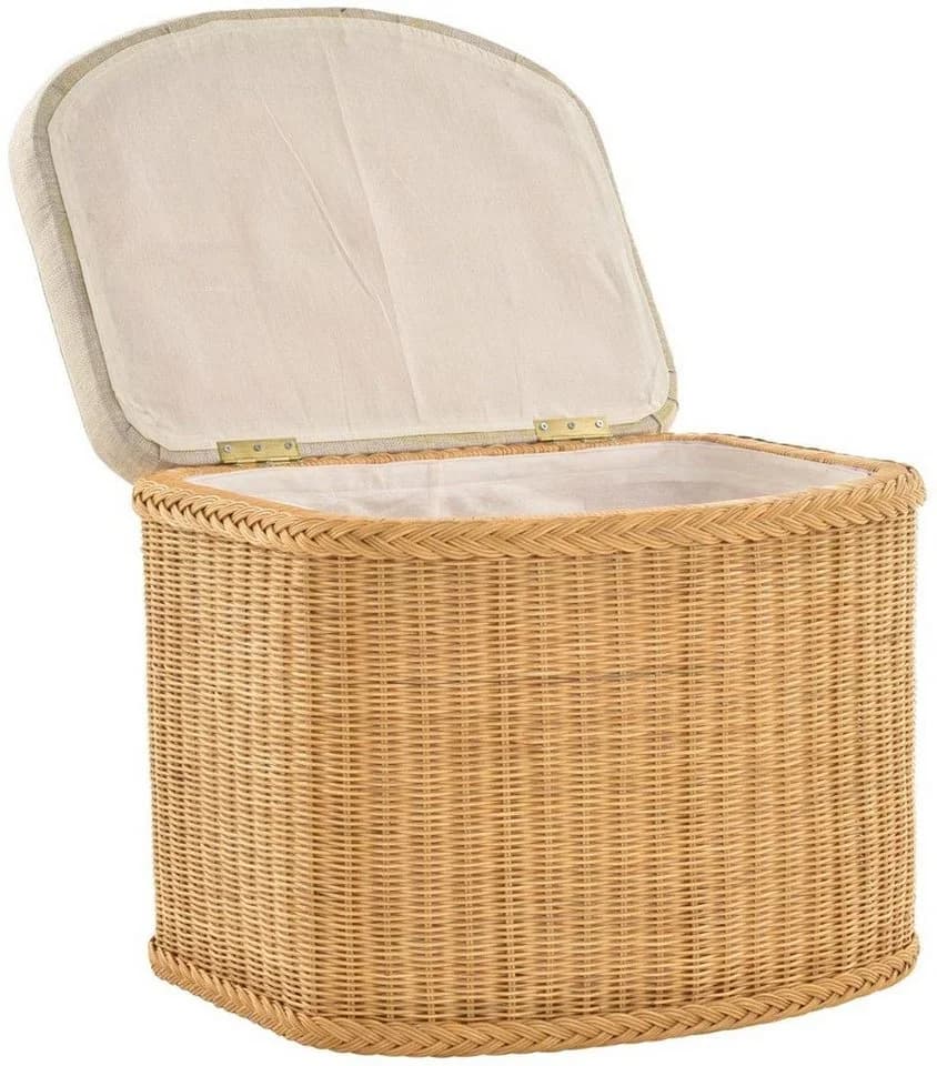 Krines Home Wäschetruhe Sitzbank Beige mit Deckel und Polster - Bild 3
