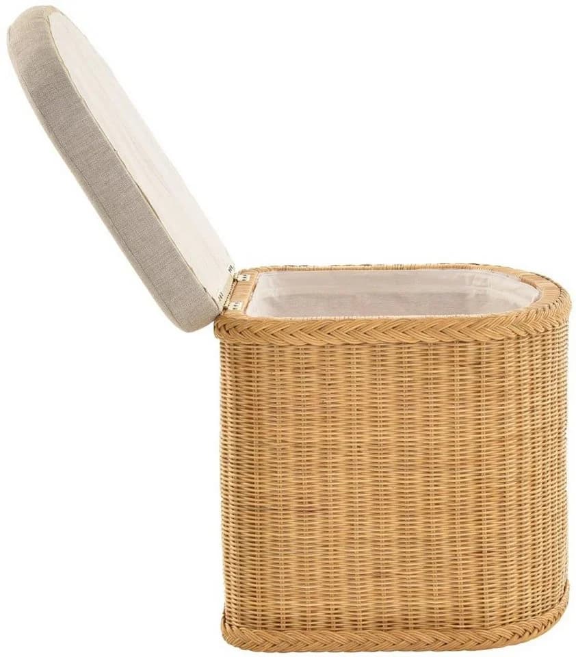 Krines Home Wäschetruhe Sitzbank Beige mit Deckel und Polster - Bild 4