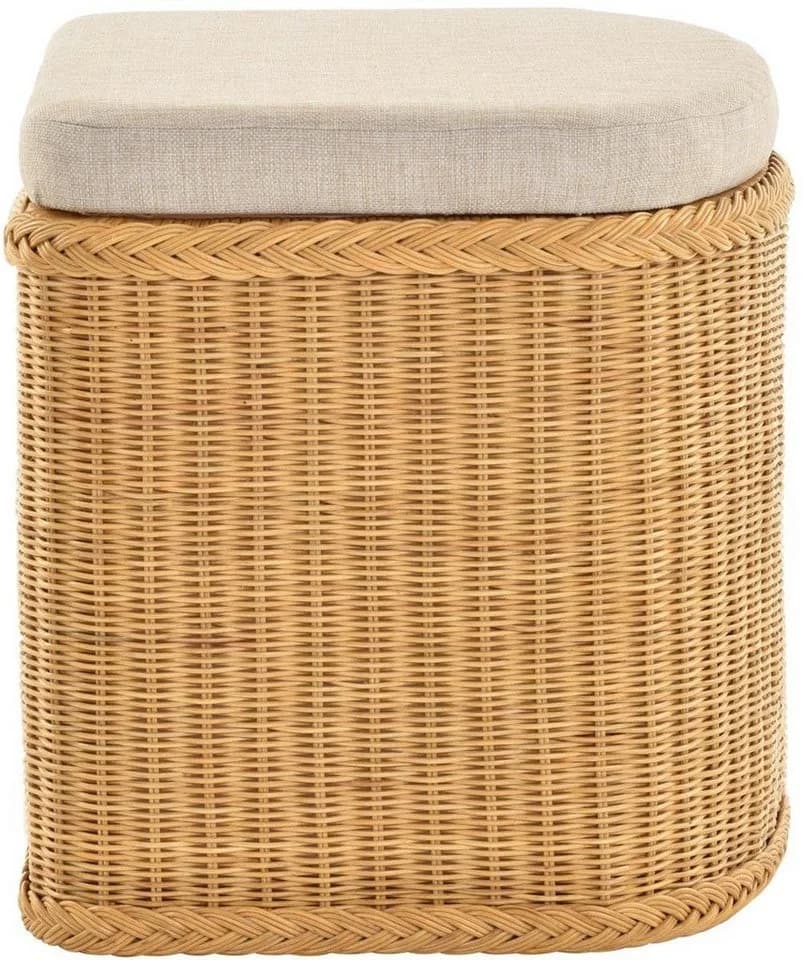 Krines Home Wäschetruhe Sitzbank Beige mit Deckel und Polster - Bild 5