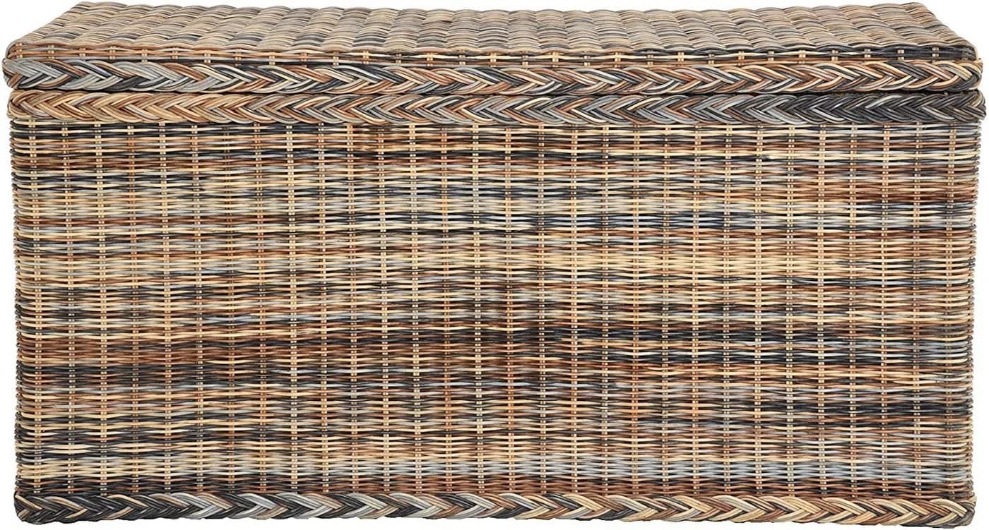 Krines Home Truhe Große Rattantruhe MAX Wäschetruhe Natur Rattan