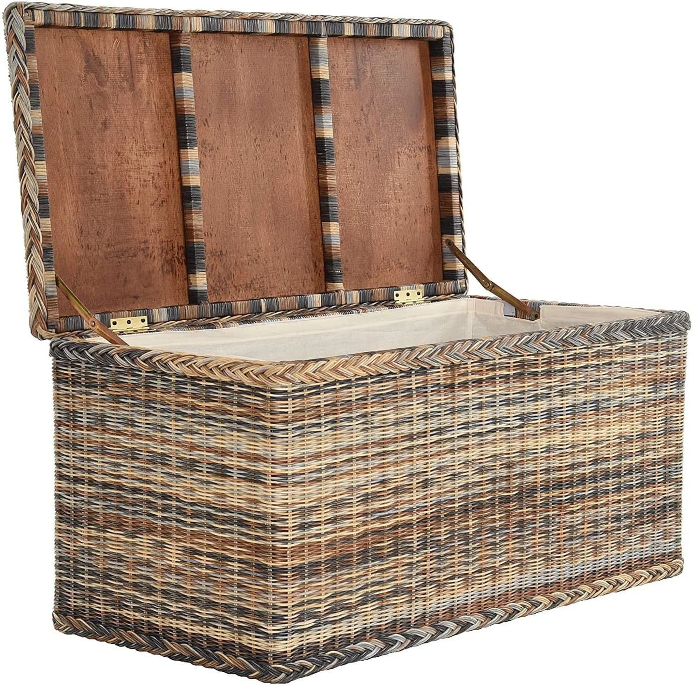 Krines Home Truhe Große Rattantruhe MAX Wäschetruhe Natur Rattan - Bild 3