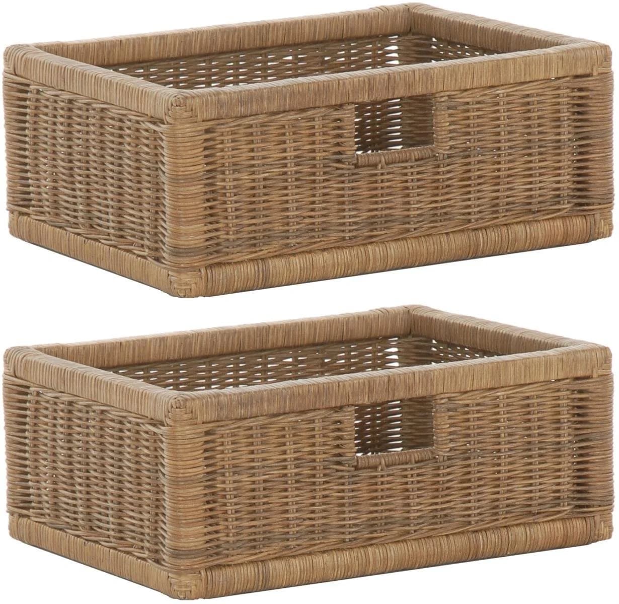 Krines Home Regalkorb 2er Set Hell Braun Rattan - Bild 2