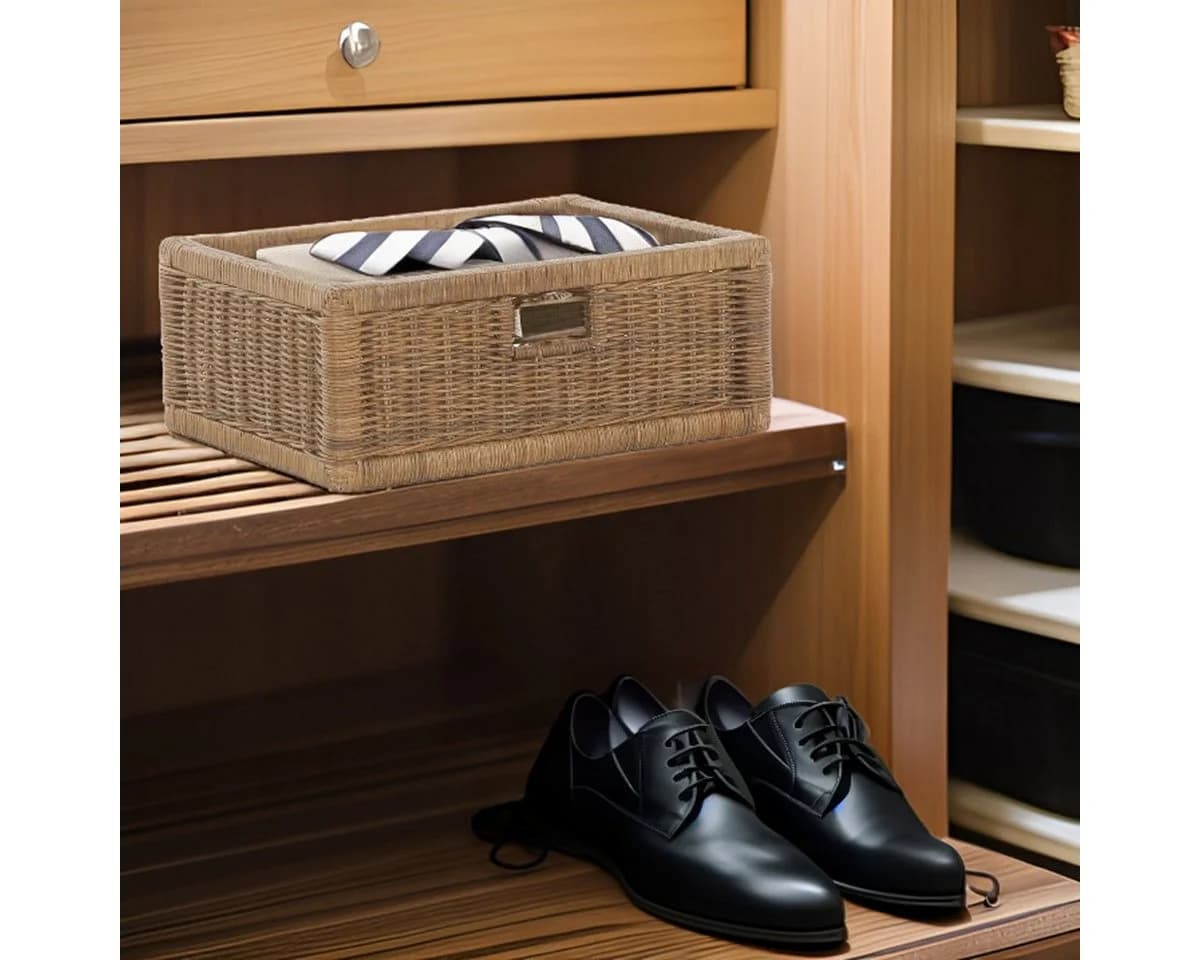 Krines Home Regalkorb 2er Set Hell Braun Rattan - Bild 4