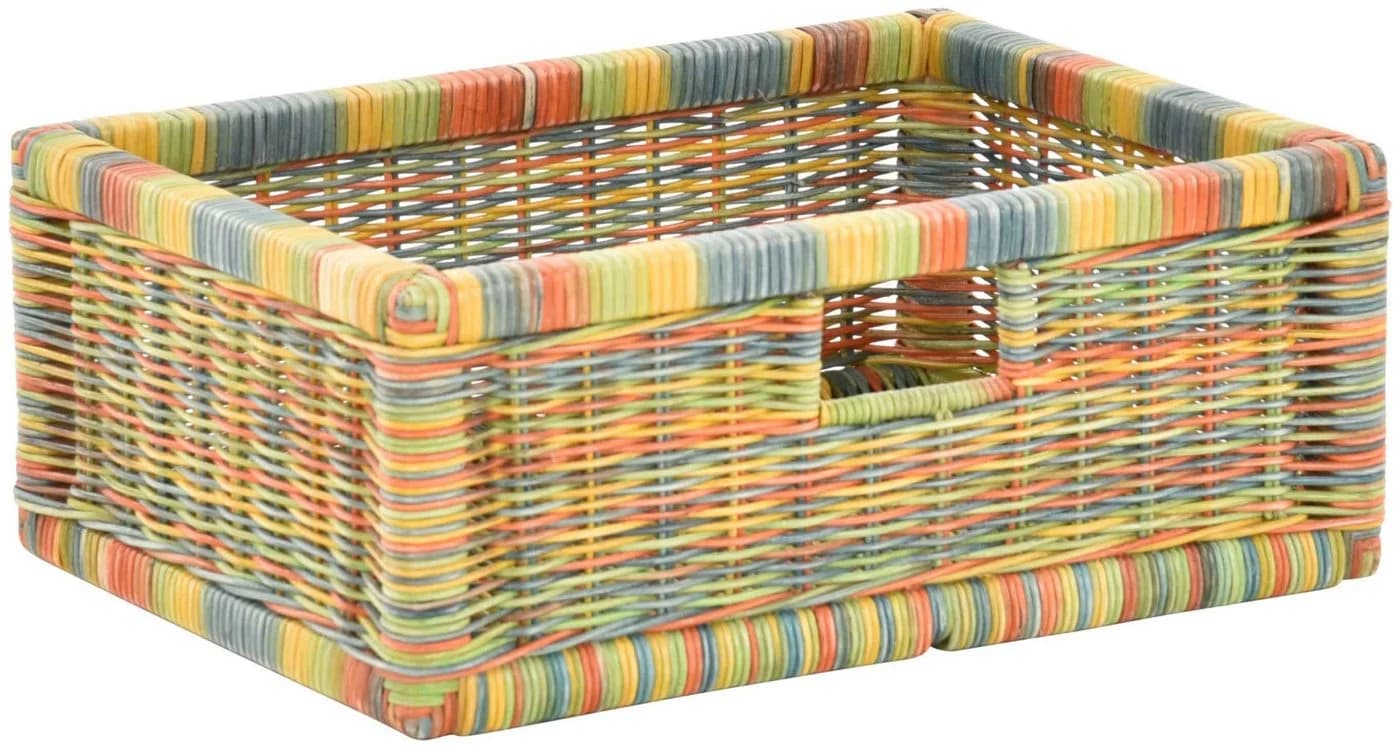 Krines Home Regalkorb 2er Set Bunt Rattan