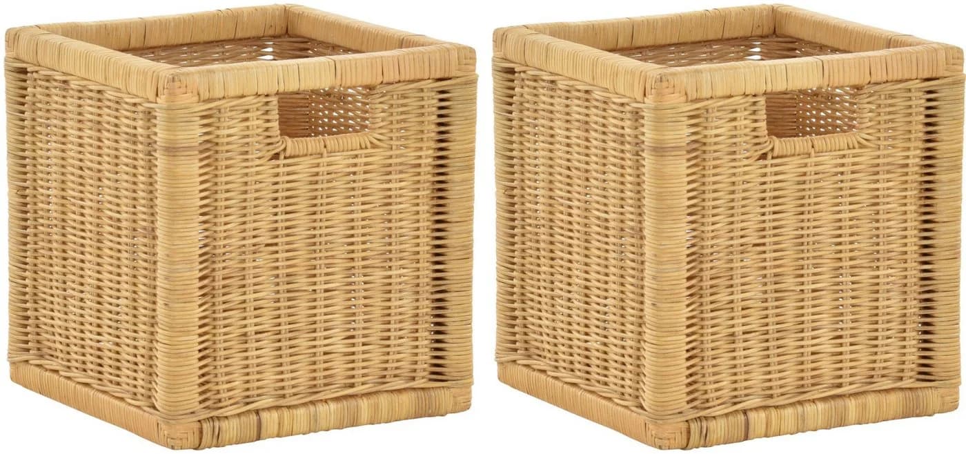 Krines Home Regalkorb Set 2-tlg. Beige Rattan Aufbewahrung - Bild 2
