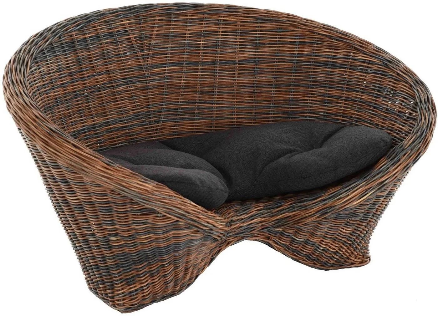 Krines Home Sessel Lotus Rattan mit Kissen Schwarz-Braun - Bild 2