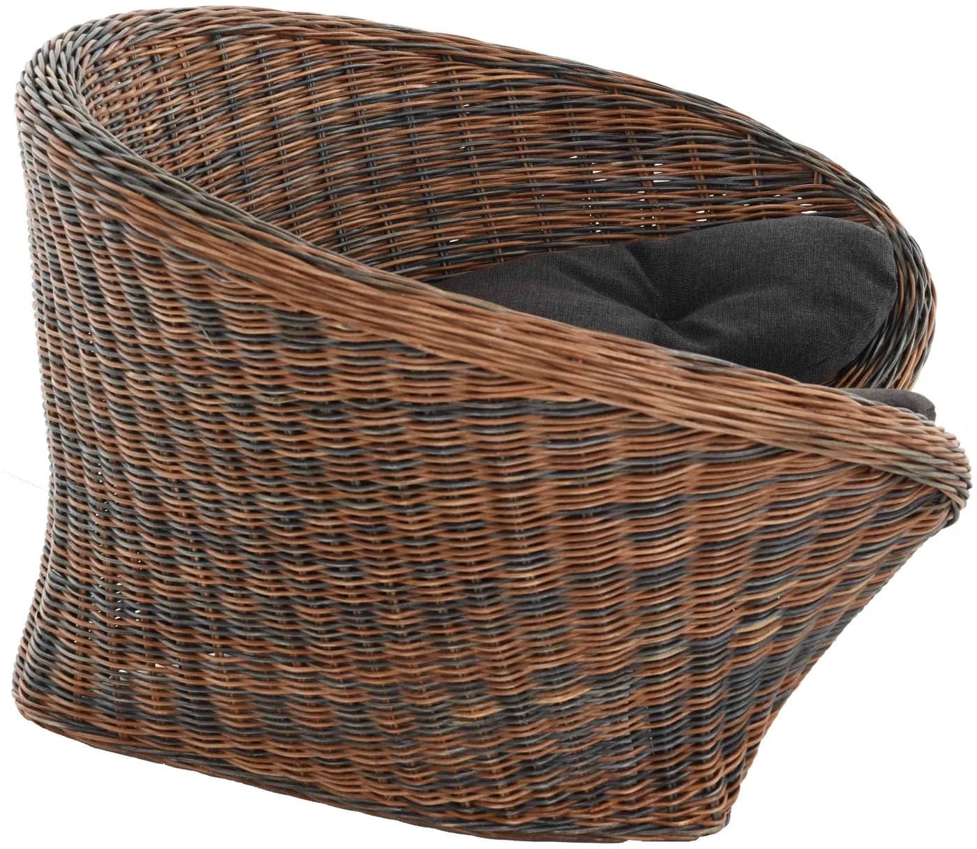 Krines Home Sessel Lotus Rattan mit Kissen Schwarz-Braun - Bild 3