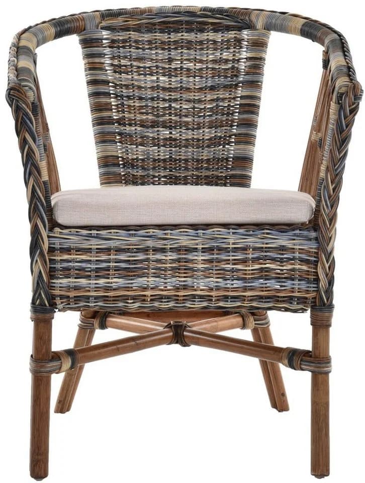 Krines Home Stapelbarer Rattansessel mit Armlehnen und Kissen