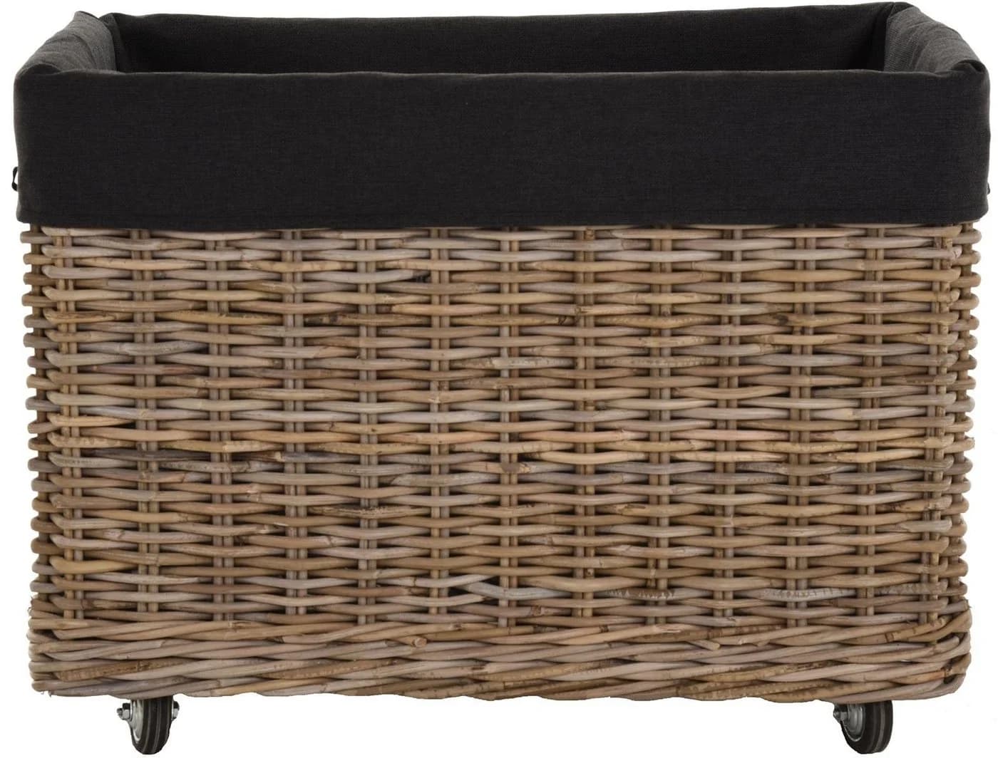 Krines Home Kaminholzkorb Rattan mit Rollen und Griffen