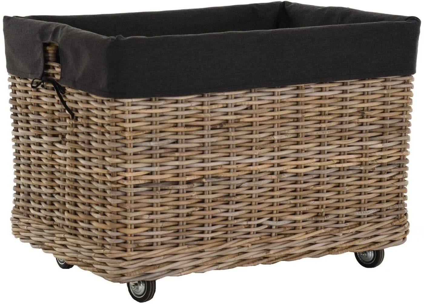 Krines Home Kaminholzkorb Rattan mit Rollen und Griffen - Bild 2