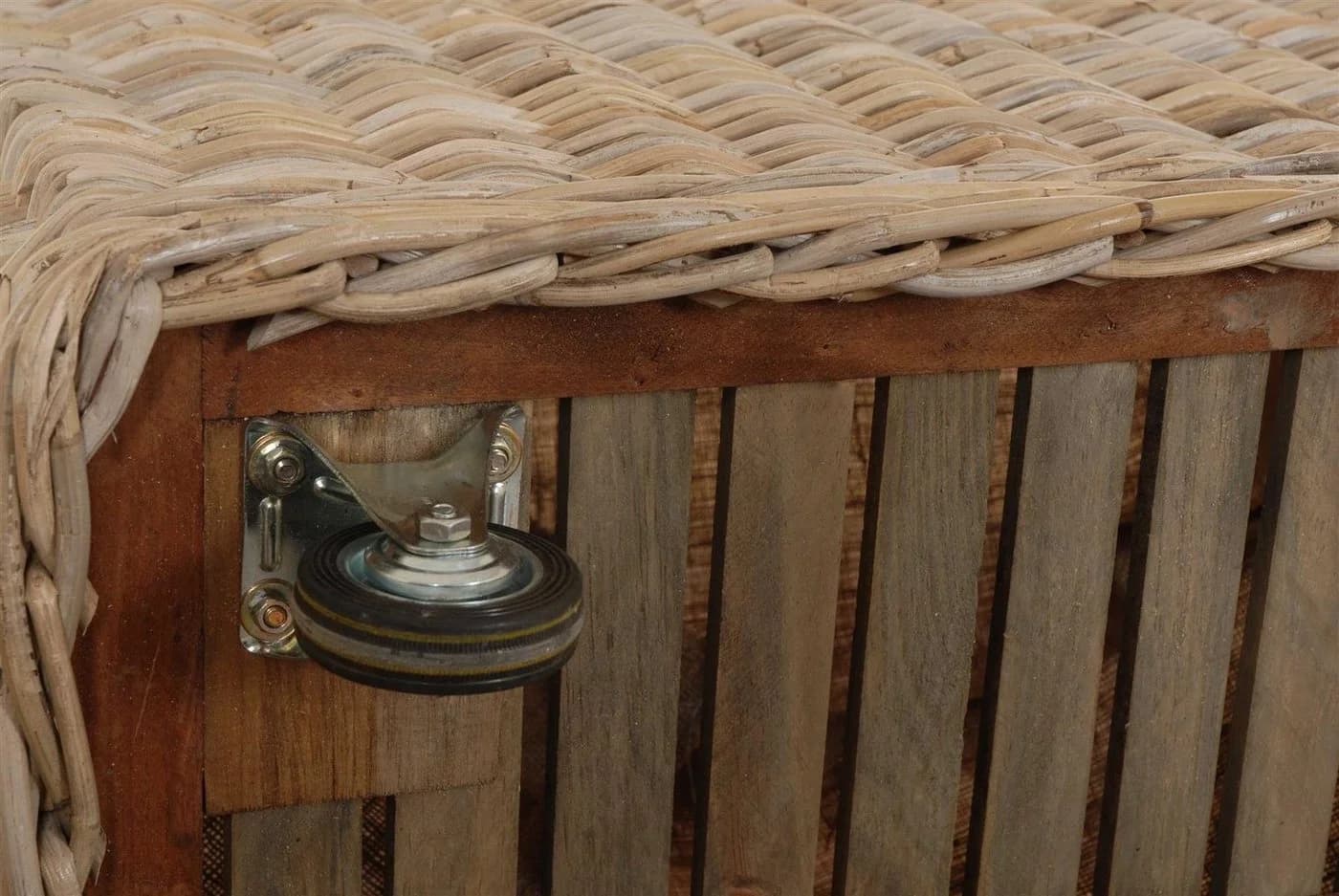 Krines Home Kaminholzkorb Rattan mit Rollen und Griffen - Bild 5