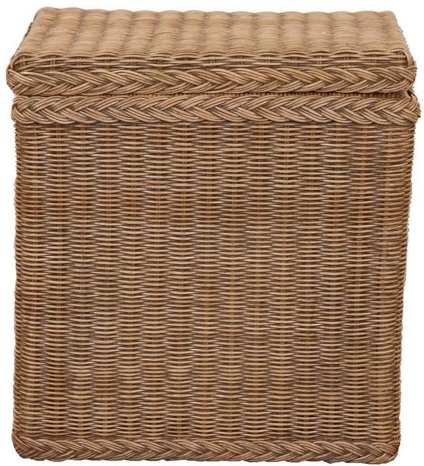 Krines Home Wäschekorb Rattan Vintage Braun mit Deckel