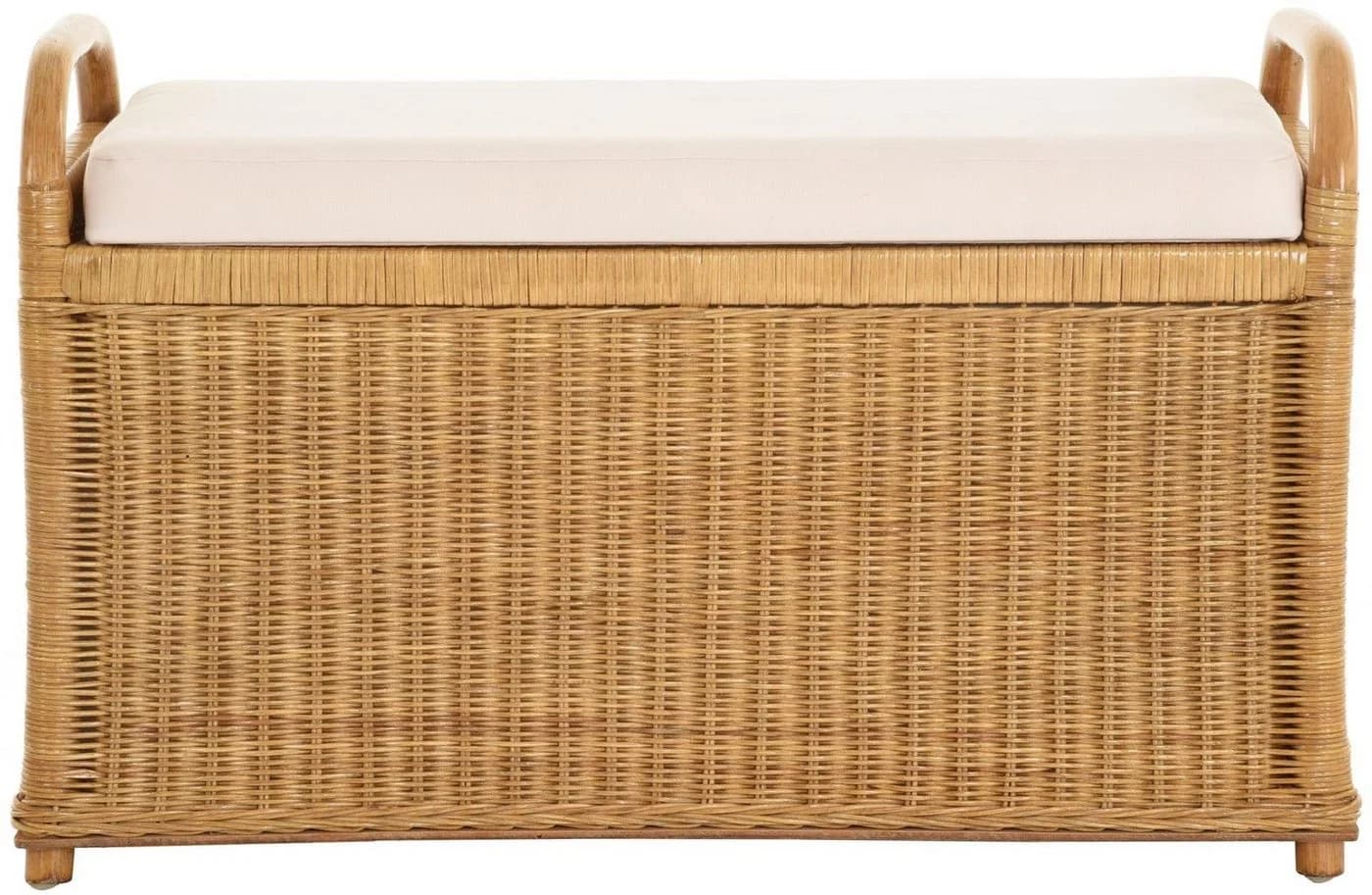 Krines Home Sitzbank Rattan mit Stauraum und Polsterung Honig-Dunkel