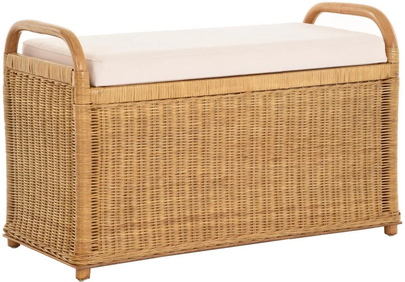 Krines Home Sitzbank Rattan mit Stauraum und Polsterung Honig-Dunkel - Bild 2