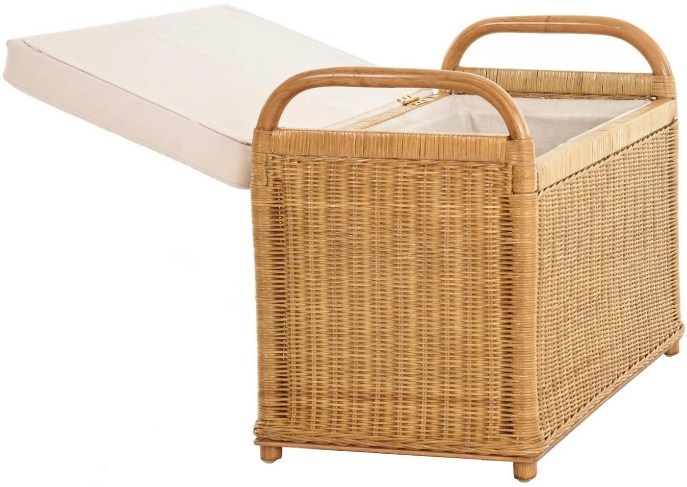 Krines Home Sitzbank Rattan mit Stauraum und Polsterung Honig-Dunkel - Bild 4