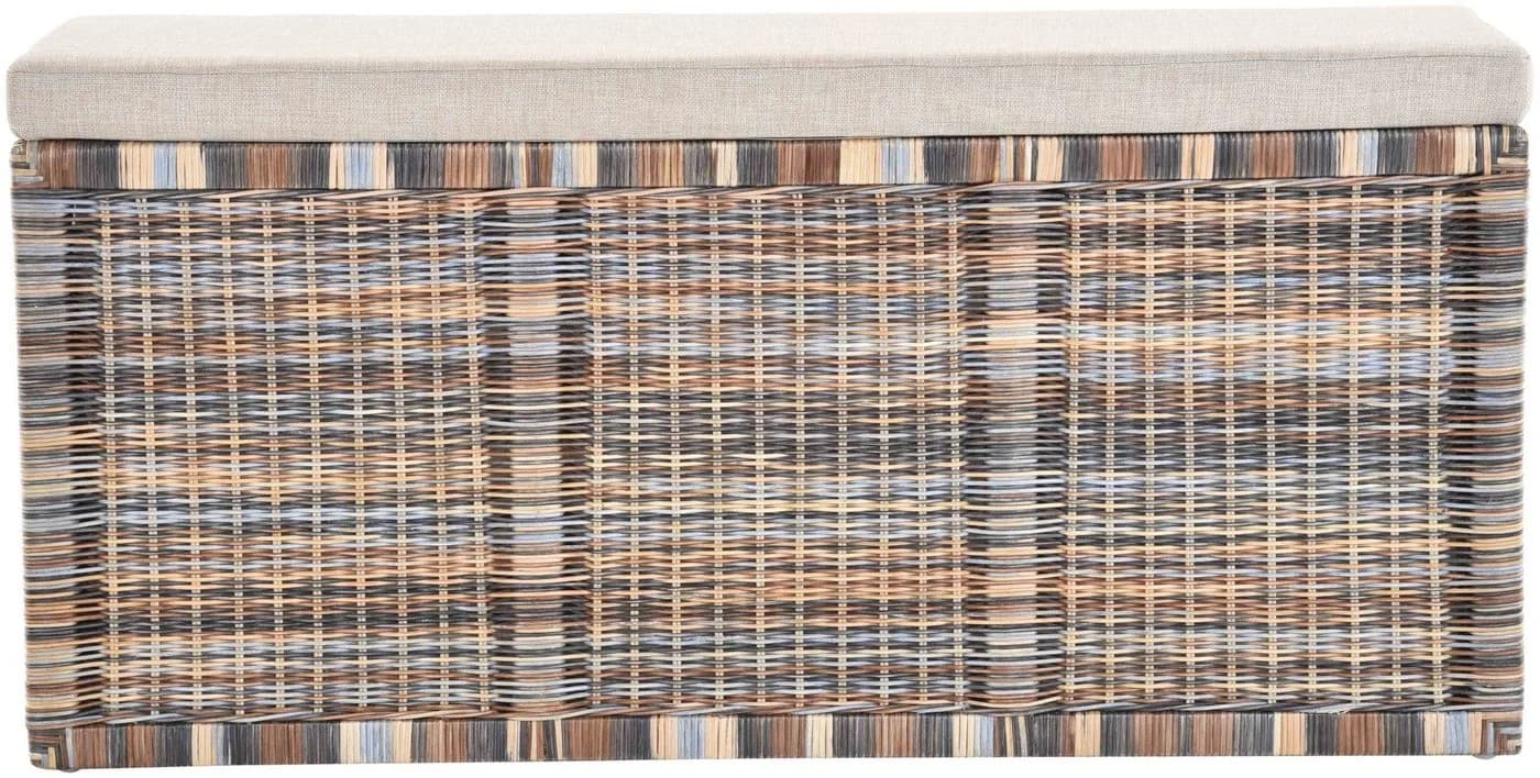 Krines Home Wäschetruhe Sitzbank Natur-Rattan