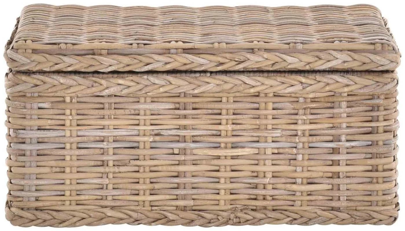 Krines Home Spielzeugtruhe Grau Natur mit Rattan-Griffen