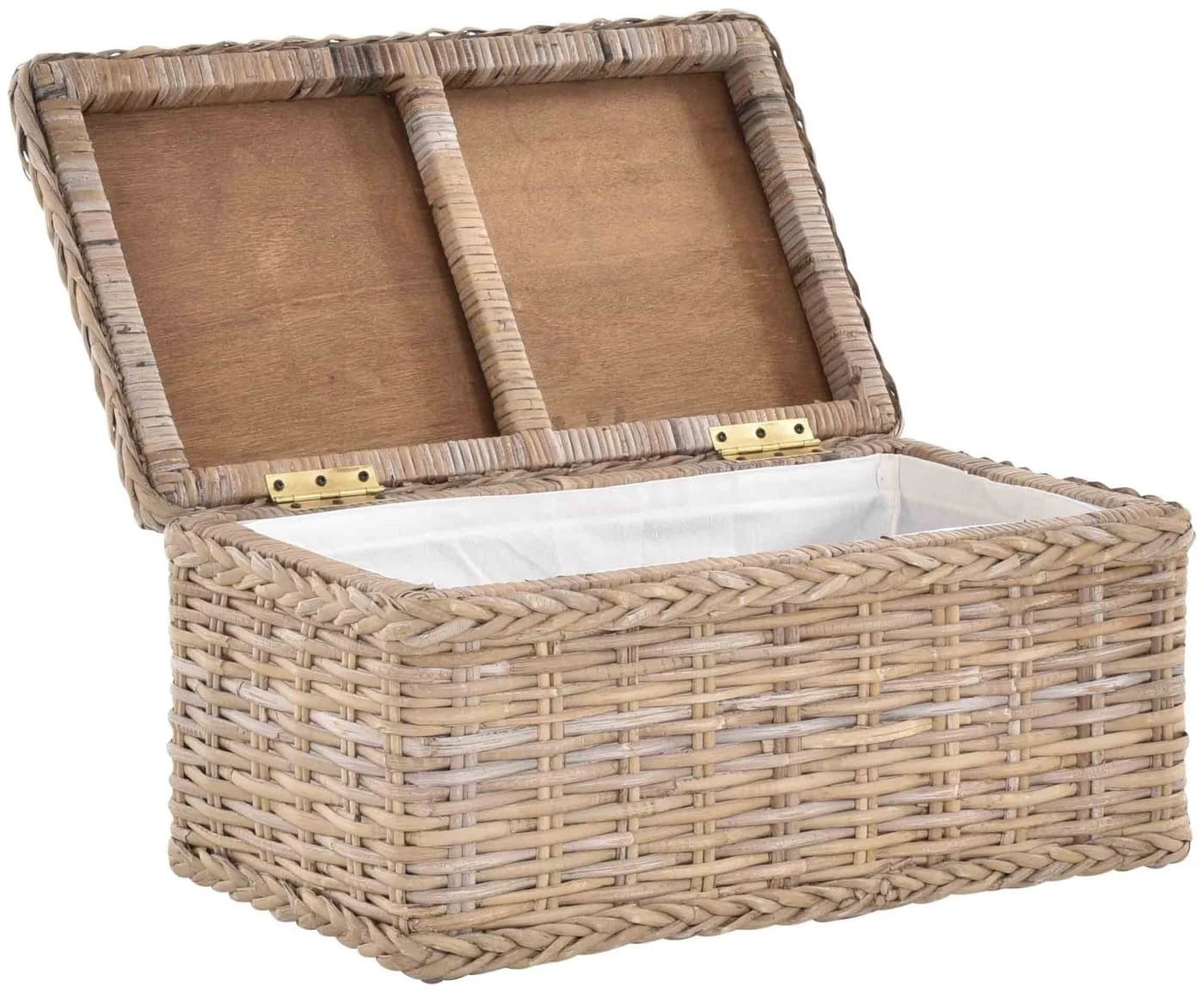 Krines Home Spielzeugtruhe Grau Natur mit Rattan-Griffen - Bild 4