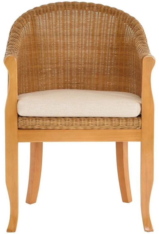 Krines Home Relaxsessel Rattan mit Holzbeinen und Polster