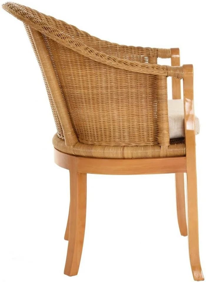 Krines Home Relaxsessel Rattan mit Holzbeinen und Polster - Bild 3